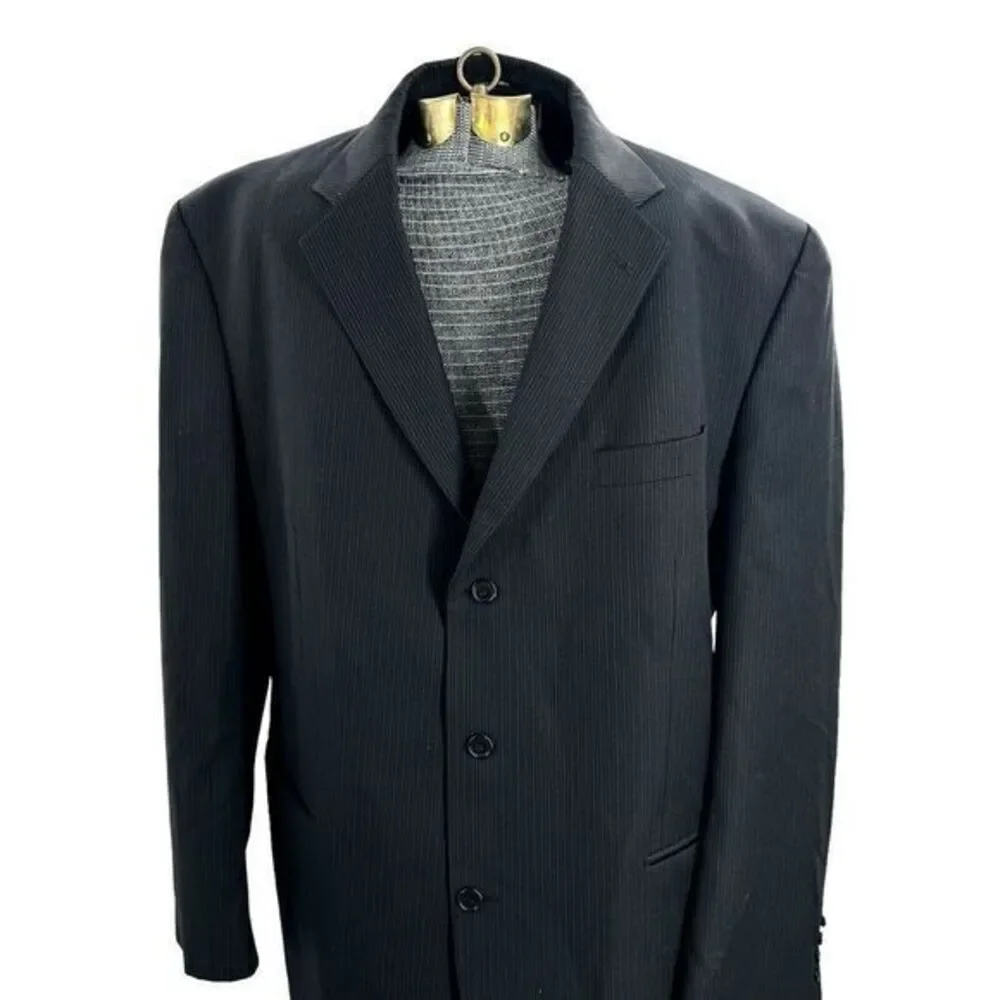 Calvin Klein Mens 46 L Black  3 Button‎ 100% Wool Blazer Sports Jacket